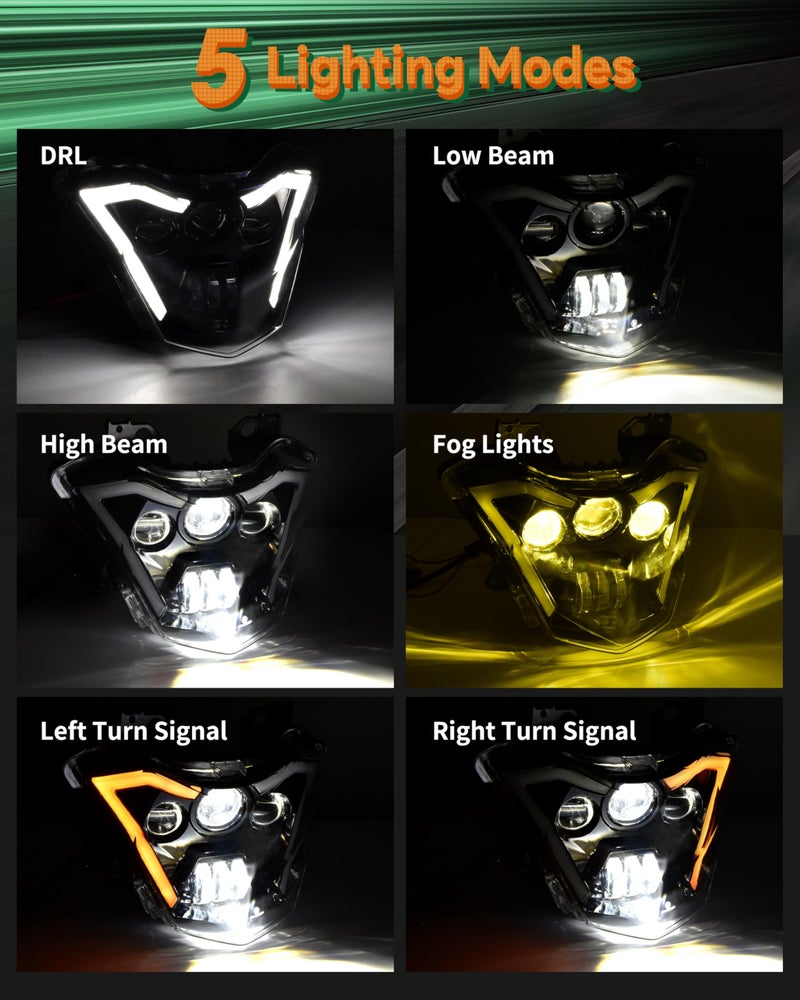 VEISUTOR LED Headlight Assembly for Versys-X300, Projector LED Headlamp Front Lights Head Lights with Hi/Low Beam DRL Turn Signal Fog Light for Kawasaki Z650 Versys-X300 KLE300 2017-2021 Accessories - Image 2