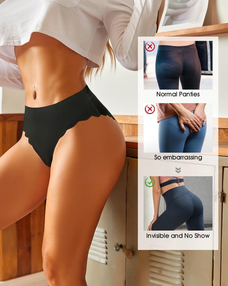 LEVAO Seamless Underwear for Women No Show Ice Silk Bikini Breathable Hipster Wavy Sides Invisibles Panties 7 Pack S-XXL - Image 5