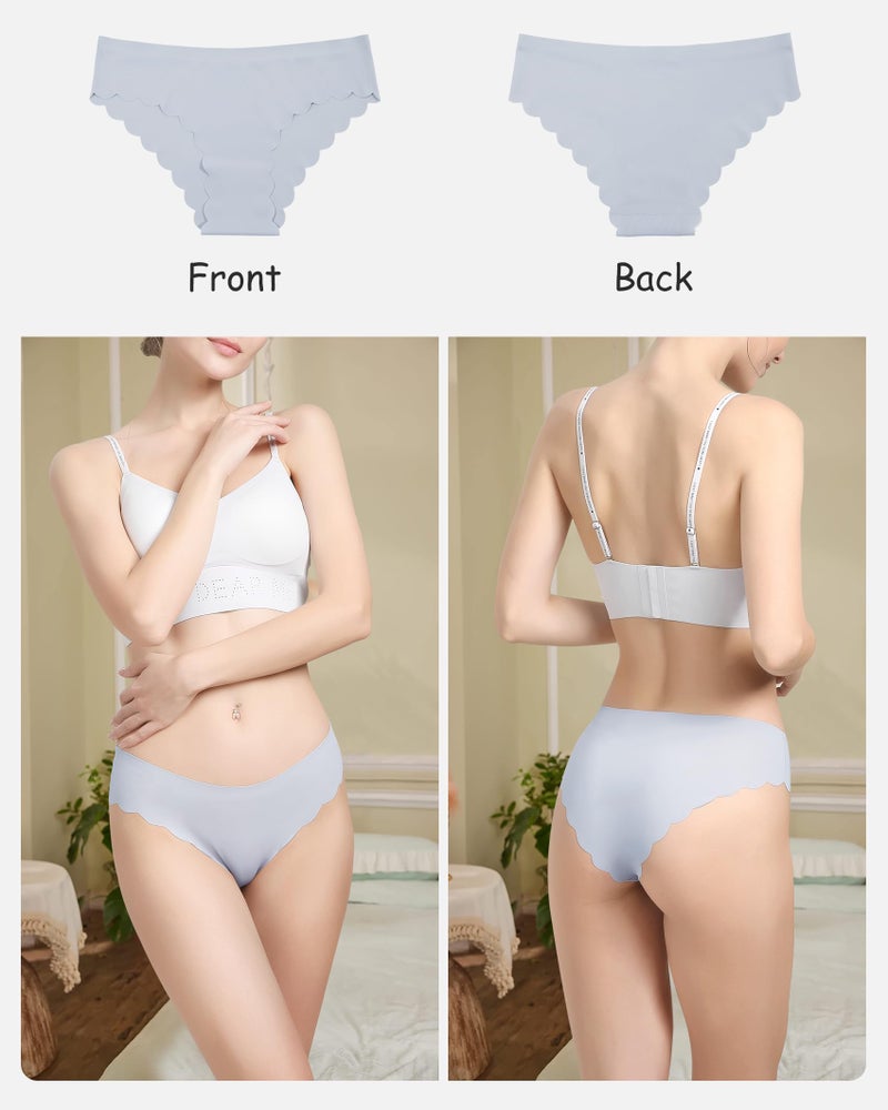 LEVAO Seamless Underwear for Women No Show Ice Silk Bikini Breathable Hipster Wavy Sides Invisibles Panties 7 Pack S-XXL - Image 2