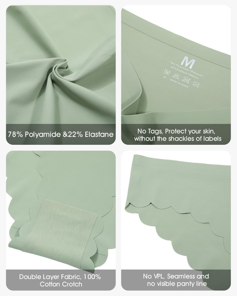 LEVAO Seamless Underwear for Women No Show Ice Silk Bikini Breathable Hipster Wavy Sides Invisibles Panties 7 Pack S-XXL - Image 4