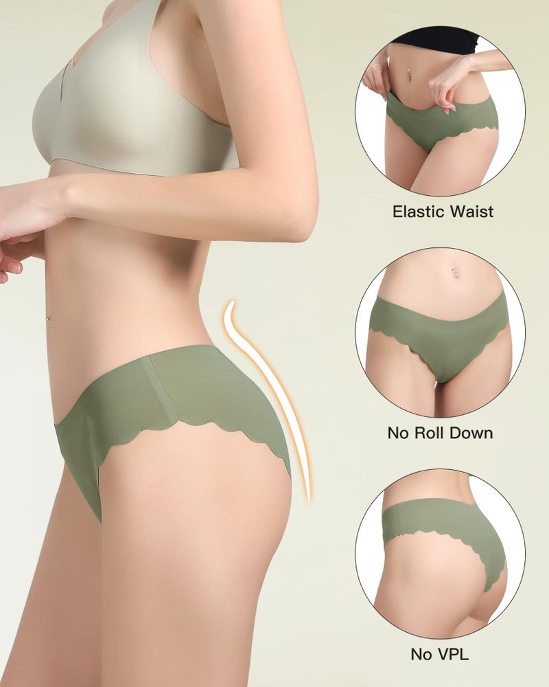 LEVAO Seamless Underwear for Women No Show Ice Silk Bikini Breathable Hipster Wavy Sides Invisibles Panties 7 Pack S-XXL - Image 3