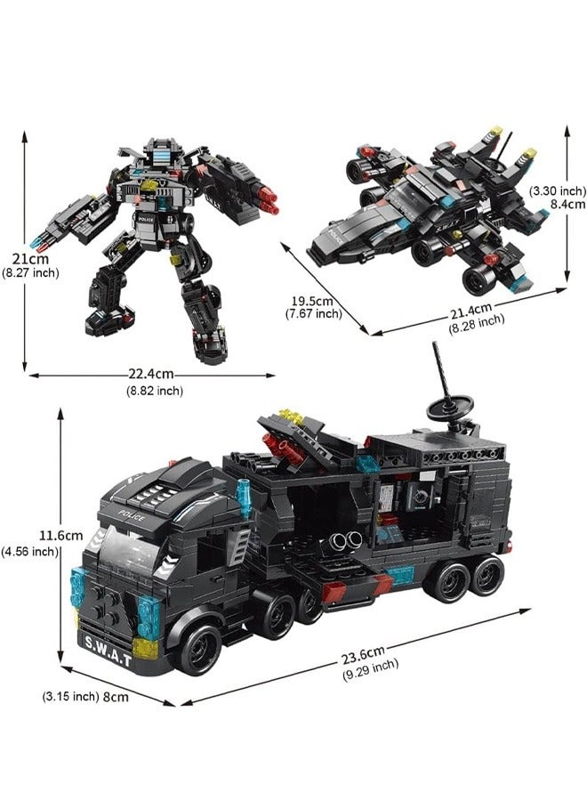585pcs City Police Station Building Kit Building Block Robot 27 in1 Police Command Truck Building Kit for Kids City Helicopter Bricks Kit Educational Toys for Boys 6-12 Years - Image 4
