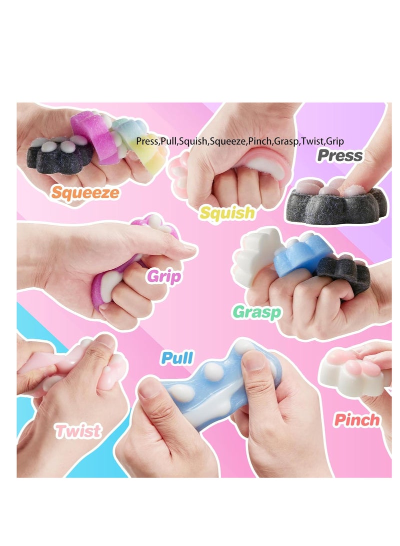 Squishy toy 4pcs Cat Paw Squeeze Toys – Kawaii Fidget Squishies for Kids  Adults – Soft Sensory Stress Relief Mochi Toys – Cute Novelty Gifts for Party Favors, Birthday, Pinata Fillers, Easter  More - Image 4
