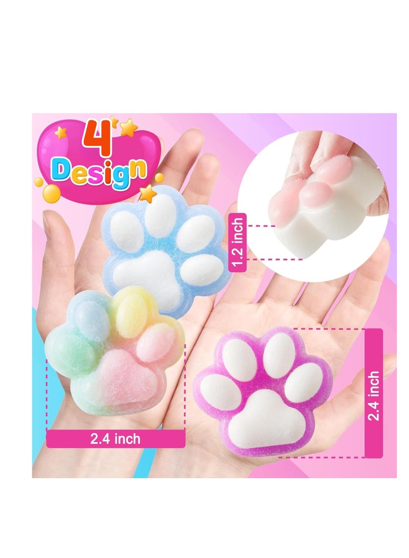 Squishy toy 4pcs Cat Paw Squeeze Toys – Kawaii Fidget Squishies for Kids  Adults – Soft Sensory Stress Relief Mochi Toys – Cute Novelty Gifts for Party Favors, Birthday, Pinata Fillers, Easter  More - Image 2