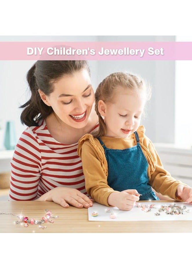 Jewelry Box Girl Charm Bracelet Making Kit 66 Pcs DIY Jewelry Making Kit for Girls Beads Necklace kit Jewelry Making Charm Pendants Craft with Box  - Image 5