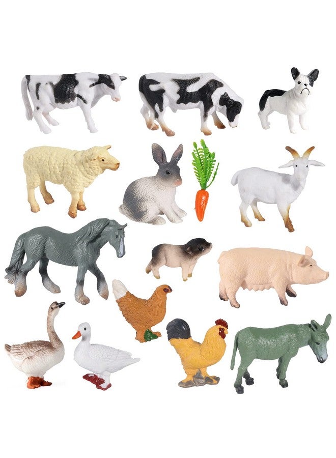 SIENON 15Pcs Farm Animal Figures Toys Realistic Mini Farm Animal Figurines, Farm Barn Animals Playset, Miniature Farm Animal Cake Topper Ornaments for Easter Egg Fillers Birthday Animals Theme Party - Image 1
