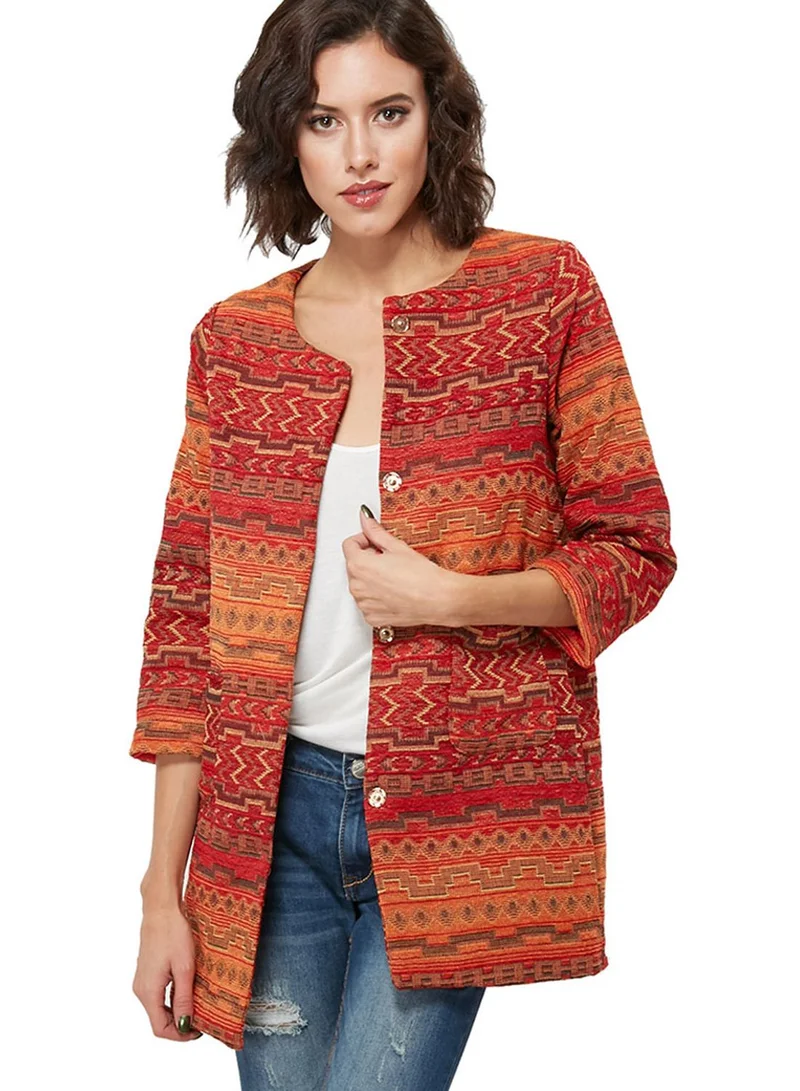 Ginger Aztec Print Coat