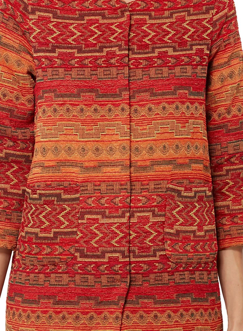 Ginger Aztec Print Coat
