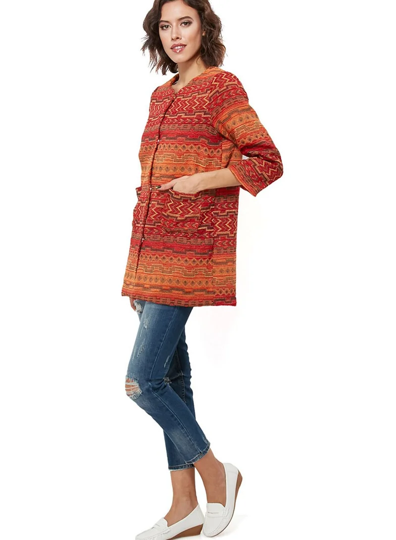 Ginger Aztec Print Coat