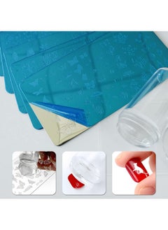 Addfavor AddFavor Nail Stamper Kit 6pcs Nail Stamping Plate Flower Butterfly Fish Shell Leaves Geometry Image Template Stamper Plate with Clear Silicone Nail Stamper and Scraper Manicure Stencils Tools  - Image 4