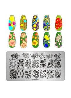 Addfavor AddFavor Nail Stamper Kit 6pcs Nail Stamping Plate Flower Butterfly Fish Shell Leaves Geometry Image Template Stamper Plate with Clear Silicone Nail Stamper and Scraper Manicure Stencils Tools  - Image 3
