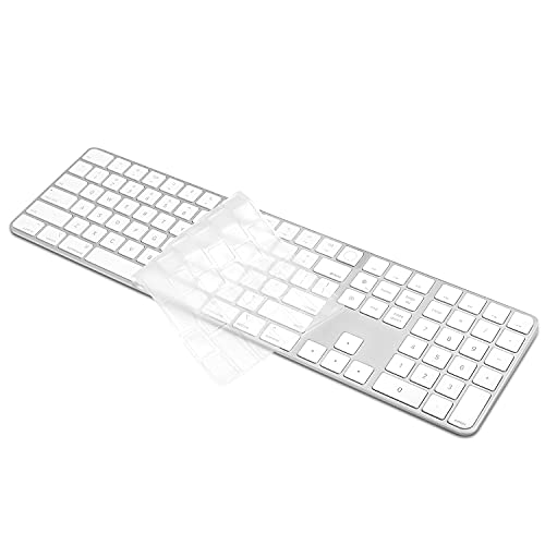 ProElife Keyboard Cover Skin for 2023-2021 Magic Keyboard with Touch ID and Numeric Keypad Model-A2520 U.S Enter Protector 0.12-mm TPU Protector (3 Keys ON The Left of The Space BAR) (Clear) - Image 1