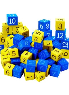 Jexine 50 Pcs Foam Numbered Dice Number Foam Dice 0.75 Inch Soft Foam Cubes For Kids Math Educational And Learning Activities Preschool Early Development Party Gift Yellow Numbers 16 And Blue Numbers 712  - Image 2