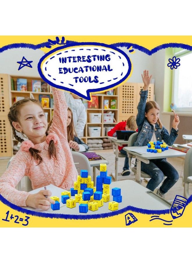 Jexine - 50 Pcs Foam Numbered Dice Number Foam Dice 0.75 Inch Soft Foam Cubes For Kids Math Educational And Learning Activities Preschool Early Development Party Gift Yellow Numbers 16 And Blue Numbers 712 - Image 1