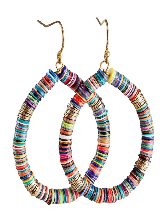 SPUNKYsoul Bohemian Multi-Colored Sequin Hoop Gold Earrings - Collection…, Zinc, No Gemstone - Image 1
