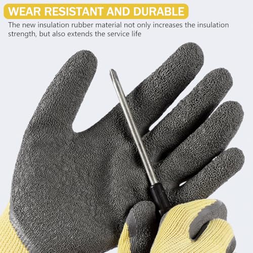 Serplex® Electrical Insulated Gloves Full Palm Rubberization 400V High Voltage Resistance Safe Electrician Work Gloves Non-slip Insulated Gloves Electrician Work Gloves for Men/Women - Image 3