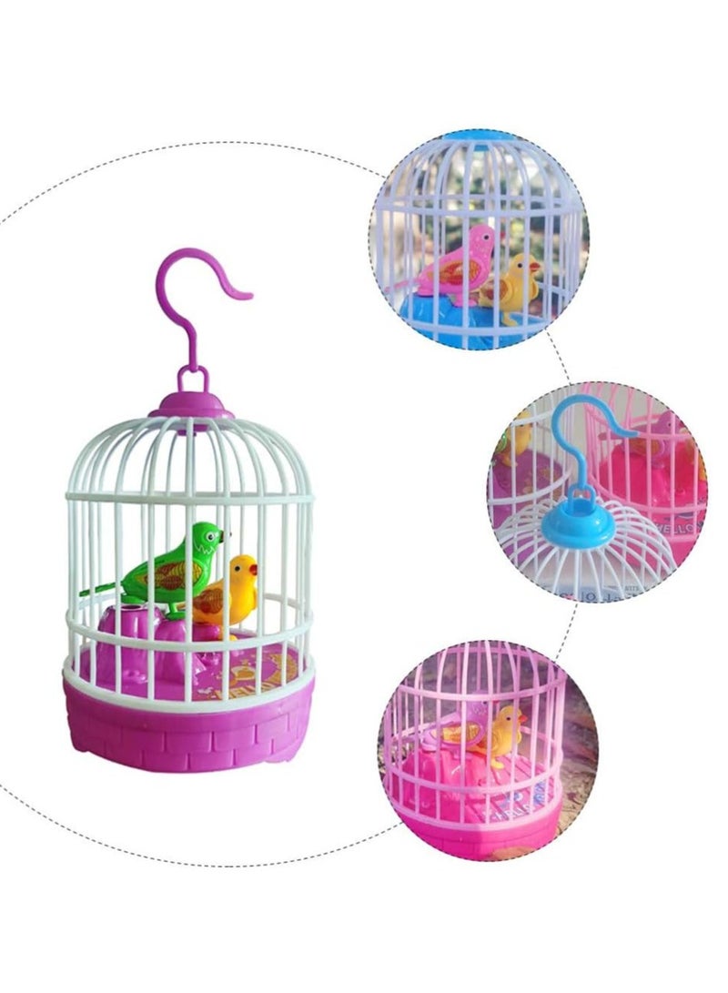 DubaiGallery Singing Bird Cage Toy Realistic Sounds Movement Bird Toy Light Up Bird Figurine Children Sound Activated Chirp Toy Fake Bird Hanging Decoration with Light - Image 2