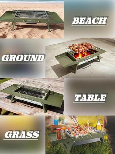 Charmline 15 x 11 inches Portable Charcoal BBQ Grill, Foldable Compact Camping Barbecue for 2–4 People, Ideal for Garden, Beach, Picnic & Tabletop Use, Green - Image 5