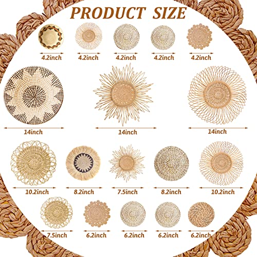 Glenmal 18 Pcs Boho Basket Wall Decals Round Wall Sticker Modern Decor Peel and Stick Decor Sticker Removable Boho Stickers Rustic Art for Bedroom Office, Stickers Only(Stylish Style) - Image 2