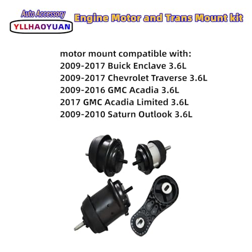 Yllhaoyuan Engine Motor Mount kit Compatible with 2009 2010 2011 2012 2013 2014 2015 2016 2017 Bu-ick Enclave 3.6L Chevrolet Traverse G-MC Acadia Saturn Outlook A5548HY A5549HY A5458HY A5444 - Image 2