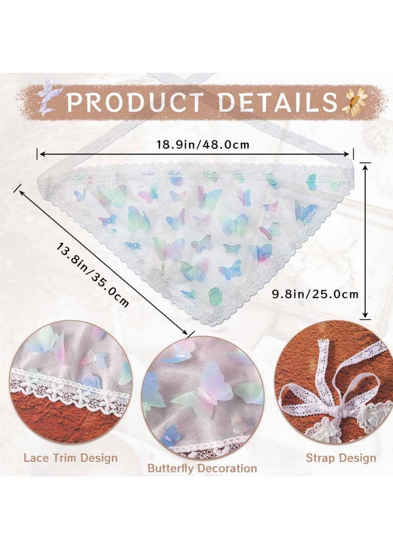 Excefore Butterfly Chiffon Hair Bandanas, Triangle Floral Hair Scarf Headbands, Print Lace Head Kerchief for Women and Girls (2 Pcs)  - Image 2