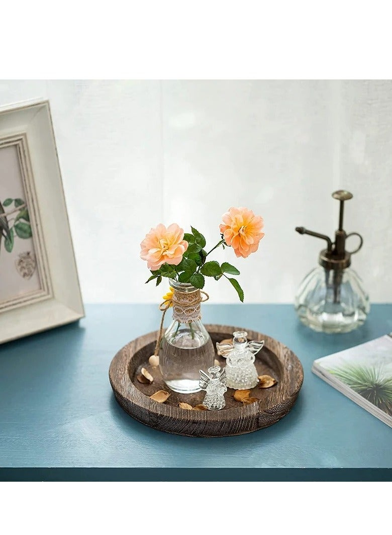 20×20×2.5cm Rustic Round Wooden Tray – Candle Holder, Snack Plate, Home Decor - Image 3