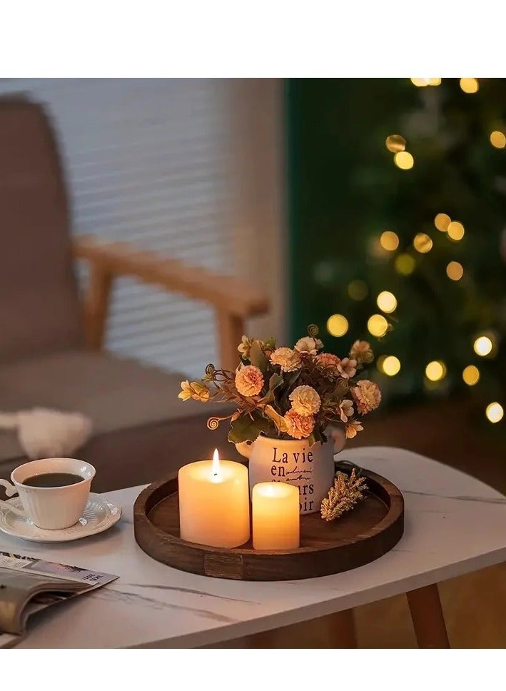 20×20×2.5cm Rustic Round Wooden Tray – Candle Holder, Snack Plate, Home Decor - Image 4