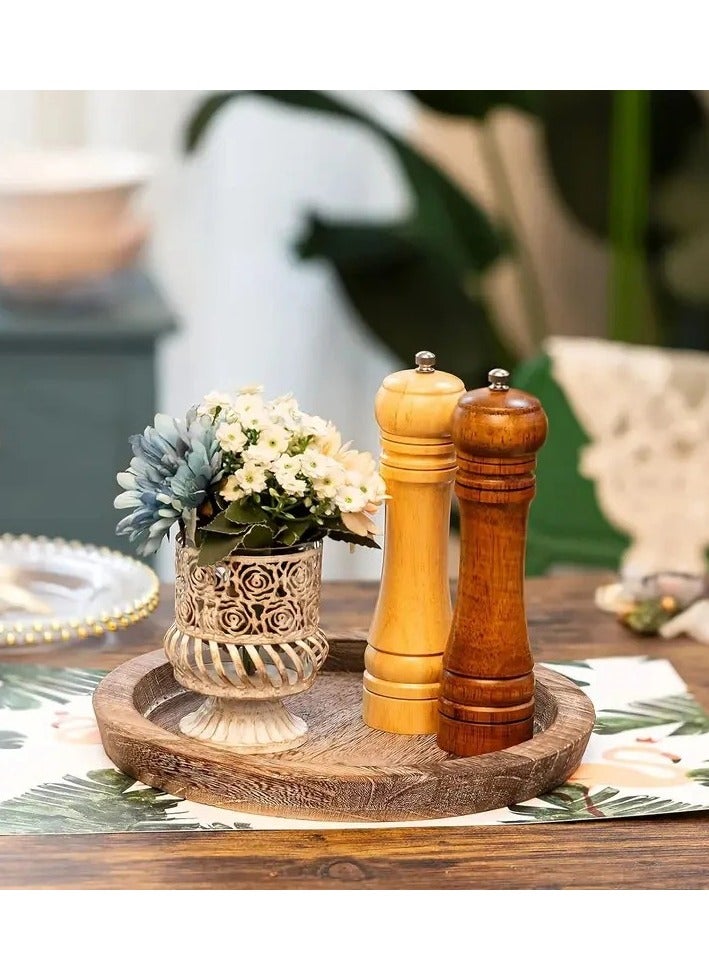 20×20×2.5cm Rustic Round Wooden Tray – Candle Holder, Snack Plate, Home Decor - Image 5