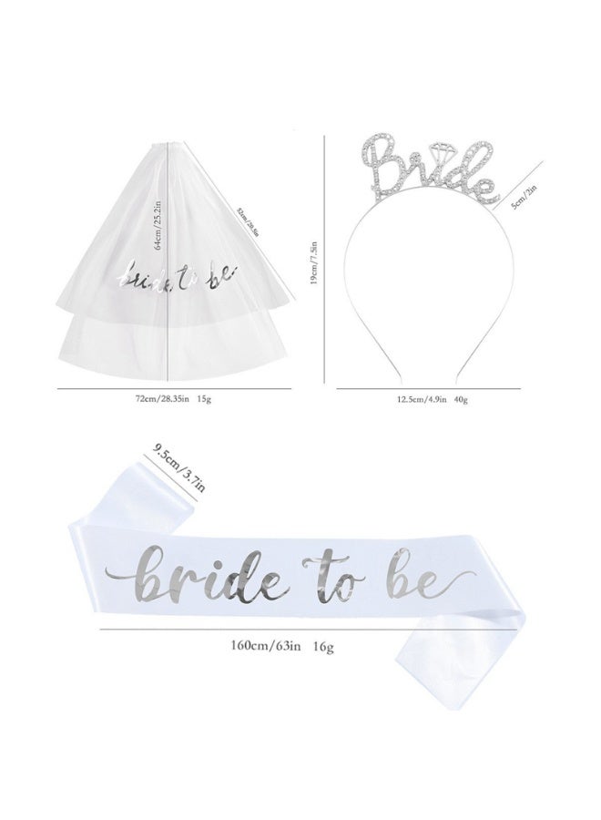 3pcs/Set Bride To Be Sash Crown and Veil for Hen Bachelorette Bridal Shower Wedding Party Favor Decorations Supplies - Image 4