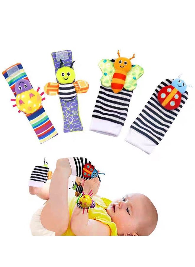 Top-Quality Material 4-Piece Infant Socks And Wrist Rattles Toy Set For Kids - Image 1