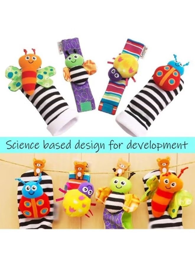 Top-Quality Material 4-Piece Infant Socks And Wrist Rattles Toy Set For Kids - Image 4