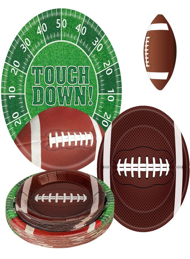 Litmitfu 48 Pcs Football Plates Set - Touchdown Football Paper Plates, Disposable Party Dinner Dessert Round Plate for Football Rugby Sport Game Day Tailgate Football Party Supplies Table Decorations, 2 Sizes - Image 1