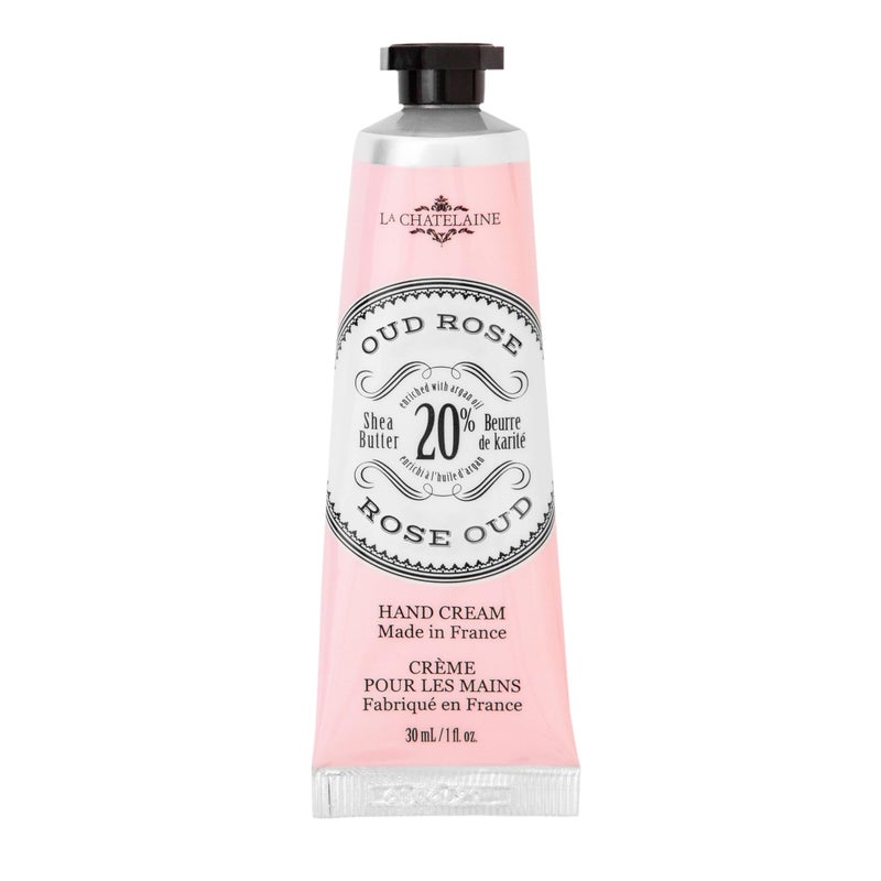 La Chatelaine 20% Shea Butter Hand Cream Travel Size, New Scent, Organic Argan Oil, Moisturizing, Nourishing, Repairing, Extra-Rich Hand Lotion, Made in France, Paraben Free, 1 oz / 30ml (Oud Rose) - Image 1