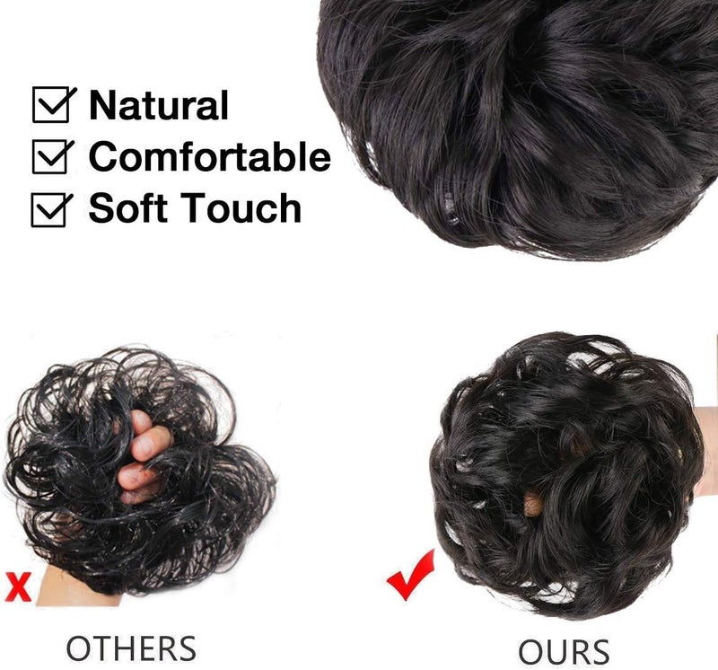 MORICA 2PCS Messy Hair Bun Extensions Curly Wavy Messy Synthetic Chignon Hairpiece Scrunchie Scrunchy Updo Hairpiece for women. - Image 4