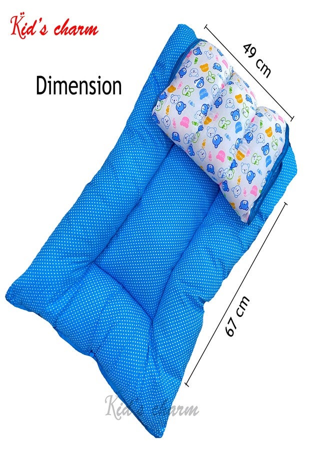 Kid's Charm Kid’s Charm 3 in 1 Baby's Cotton Bed Cum Carry Bed Printed Baby Sleeping Bag-Baby Bed-Infant Portable Bassinet-Nest for Co-Sleeping Unisex Baby Bedding for New Born 0-8 Months Old (Teddy Bluish-White) - Image 5