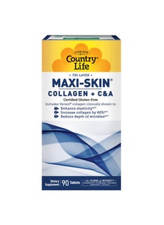 Country Life Maxiskin Collagen Plus Vitamins C&A Supports Skin Health 90 Tablets Certified Gluten Free  - Image 2