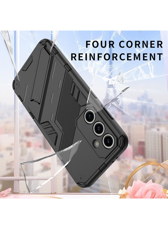 Compatible With Samsung Galaxy S24 FE 5G Case, Shockproof Cases with Kickstand Stealth Stand, Anti-Fall Drop Protection, PC+TPU High Quality Protective Tough Hard Phone Cover, Black - Image 2