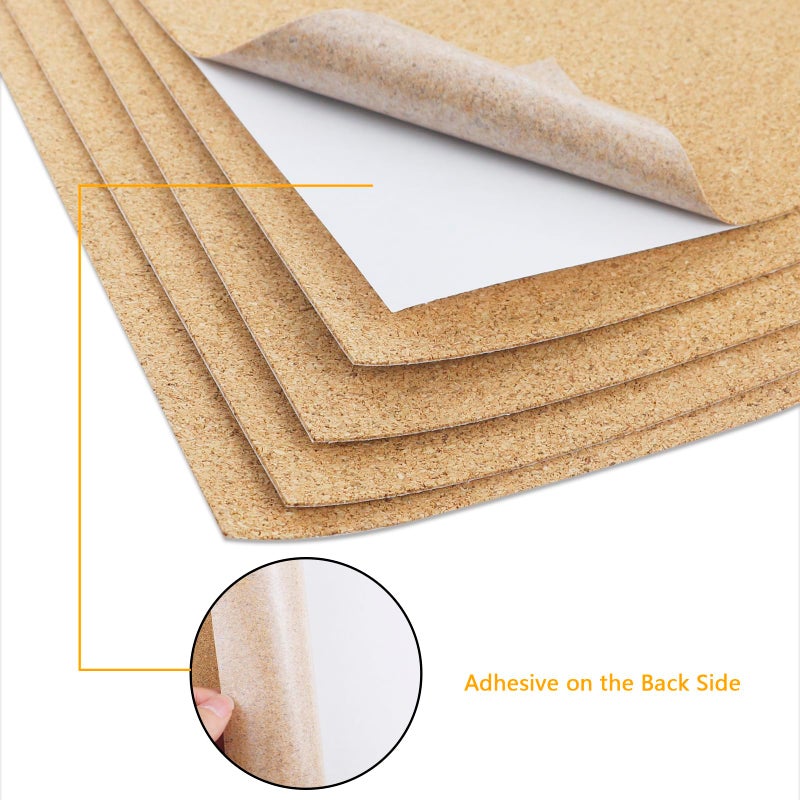 Aecsze 10 PCS Self-Adhesive Cork Sheets, 0.03 Inches Thick Small Board Roll Tiles Fabric Corks for Coasters, Wall, Wedding Party, DIY Crafts Decorations (11.69Ã—8.26 Inches) (11.8x8.26 in) - Image 3