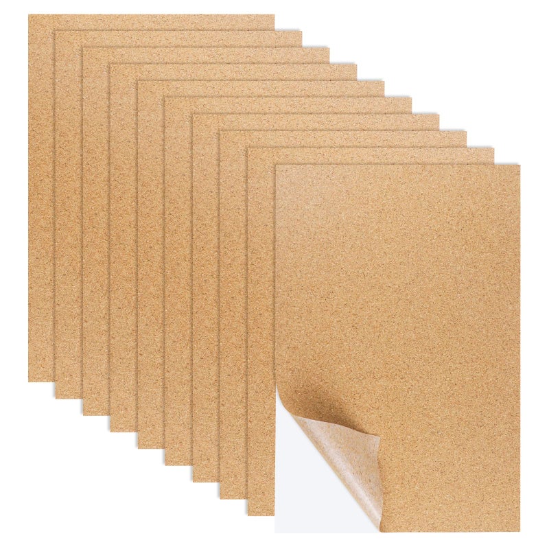 Aecsze 10 PCS Self-Adhesive Cork Sheets, 0.03 Inches Thick Small Board Roll Tiles Fabric Corks for Coasters, Wall, Wedding Party, DIY Crafts Decorations (11.69Ã—8.26 Inches) (11.8x8.26 in) - Image 1