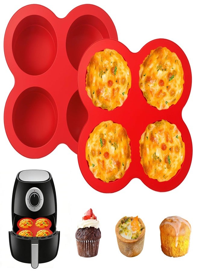 LEBERY Air Fryer Silicone Egg Molds 2 Pcs Silicone Egg Bite Molds Air Fryer Muffin Pan for Baking Round Muffin Cupcake Pans Eggs Bite Maker Nonstick Airfryer Baking Mold Cake Pan for Tart Bread Hamburger Bun - Image 1
