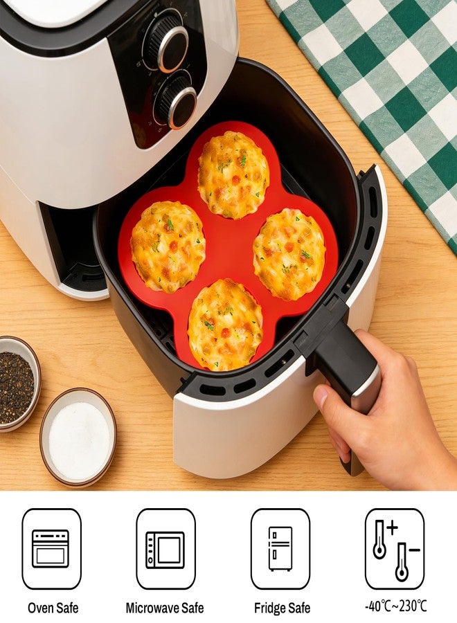 LEBERY Air Fryer Silicone Egg Molds 2 Pcs Silicone Egg Bite Molds Air Fryer Muffin Pan for Baking Round Muffin Cupcake Pans Eggs Bite Maker Nonstick Airfryer Baking Mold Cake Pan for Tart Bread Hamburger Bun - Image 2