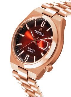 Tristar NJ Series Men's Automatic Watch Scarlet Red Index Dial Rose Gold Bracelet Wrist Watch for Men  - Image 2