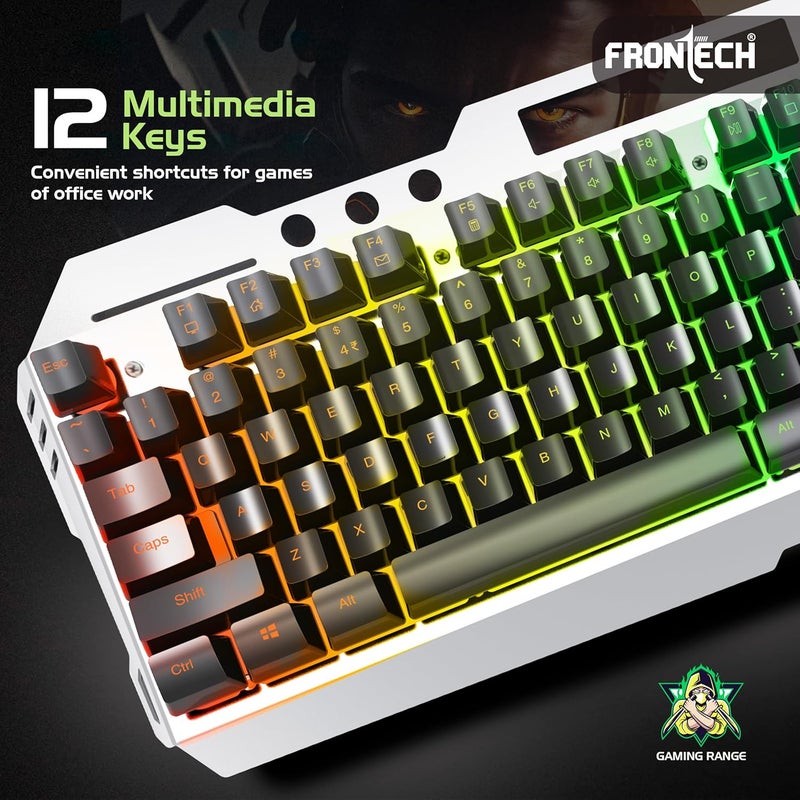 FRONTECH Wireless Gaming Keyboard & Mouse Combo | Rainbow Backlit | 2.4GHz | 4800 DPI | Rechargeable | Type-C | 104 Keys | Windows/Mac/Android/iOS Compatible (KB-0025B) - Image 4