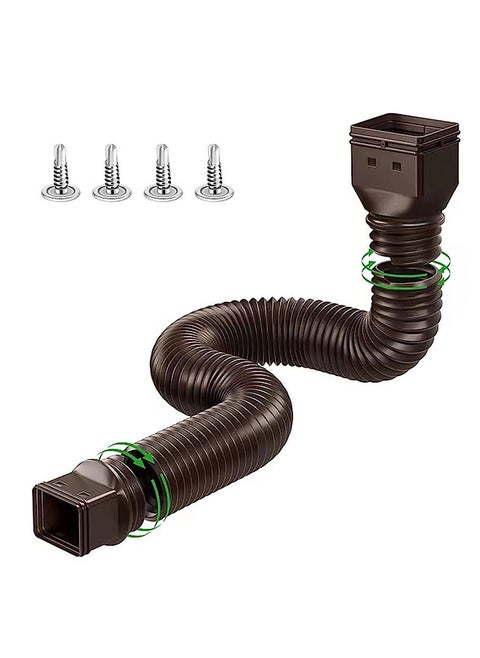 Rain Gutter Downspout Extensions Flexible Down Spout Drain Extender with 3x4in and 2x3in Connectors Extendable from 21 to 60 Inches Screws for Included