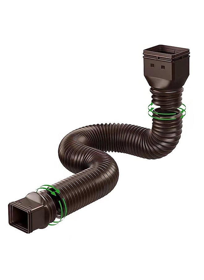 Generic - Rain Gutter Downspout Extensions Flexible Down Spout Drain Extender with 3x4in and 2x3in Connectors Extendable from 21 to 60 Inches Screws for Included - Image 1