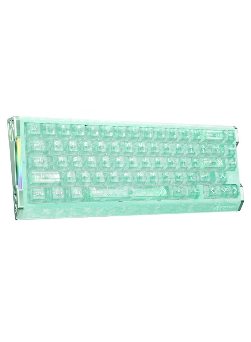 هجوم القرش لوحة مفاتيح الألعاب R68HE 60% سلكية RT 8K ميكانيكية RGB TKL - أخضر | دقة 0.005 مم، زمن استجابة 0.08 مللي ثانية، مسح 256 ألف، مفتاح مغناطيسي بتقنية هول، برنامج تشغيل عبر الإنترنت، مصنوعة من ألياف الكربون وسبائك الألومنيوم CNC لأجهزة الكمبيوتر الشخصية وألعاب FPS - أخضر - Image 1