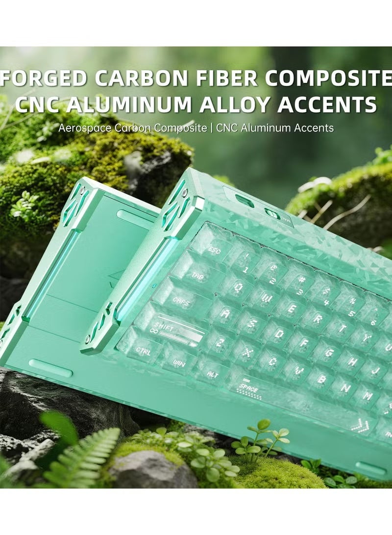 هجوم القرش لوحة مفاتيح الألعاب R68HE 60% سلكية RT 8K ميكانيكية RGB TKL - أخضر | دقة 0.005 مم، زمن استجابة 0.08 مللي ثانية، مسح 256 ألف، مفتاح مغناطيسي بتقنية هول، برنامج تشغيل عبر الإنترنت، مصنوعة من ألياف الكربون وسبائك الألومنيوم CNC لأجهزة الكمبيوتر الشخصية وألعاب FPS - أخضر - Image 3