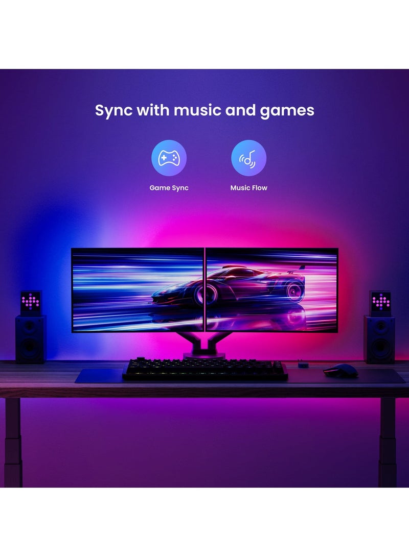 يلايت ييلايت شريط إضاءة Obsid RGBIC - عبوة قياسية بطول 6.56 قدم، 16 مليون لون، تأثيرات ديناميكية، مزامنة الموسيقى والألعاب، Razer Chroma، تحكم بالتطبيقات والصوت، واي فاي، قابل للقص والتمديد - Image 3