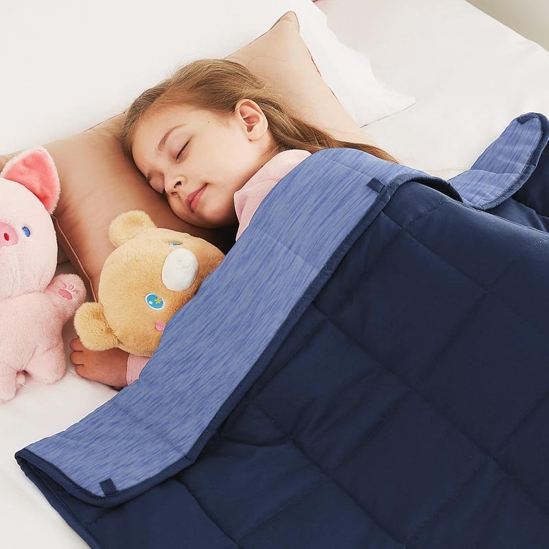 CuteKing Ultra-Cooling Weighted Blanket (10lbs, 40"x 60", Blue + Navy Blue) Absorbs Heat to Keep Adults Cool on Warm Nights, Ultra-Cool Weighted Blanket for Cooling with Premium Glass Beads - Image 1