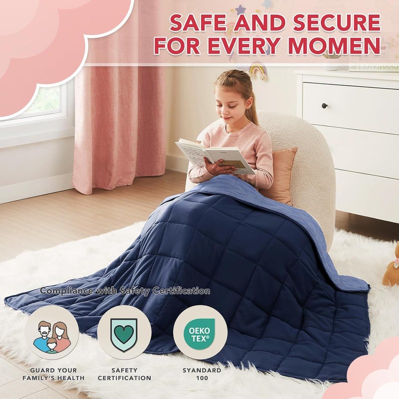 CuteKing Ultra-Cooling Weighted Blanket (10lbs, 40"x 60", Blue + Navy Blue) Absorbs Heat to Keep Adults Cool on Warm Nights, Ultra-Cool Weighted Blanket for Cooling with Premium Glass Beads - Image 2